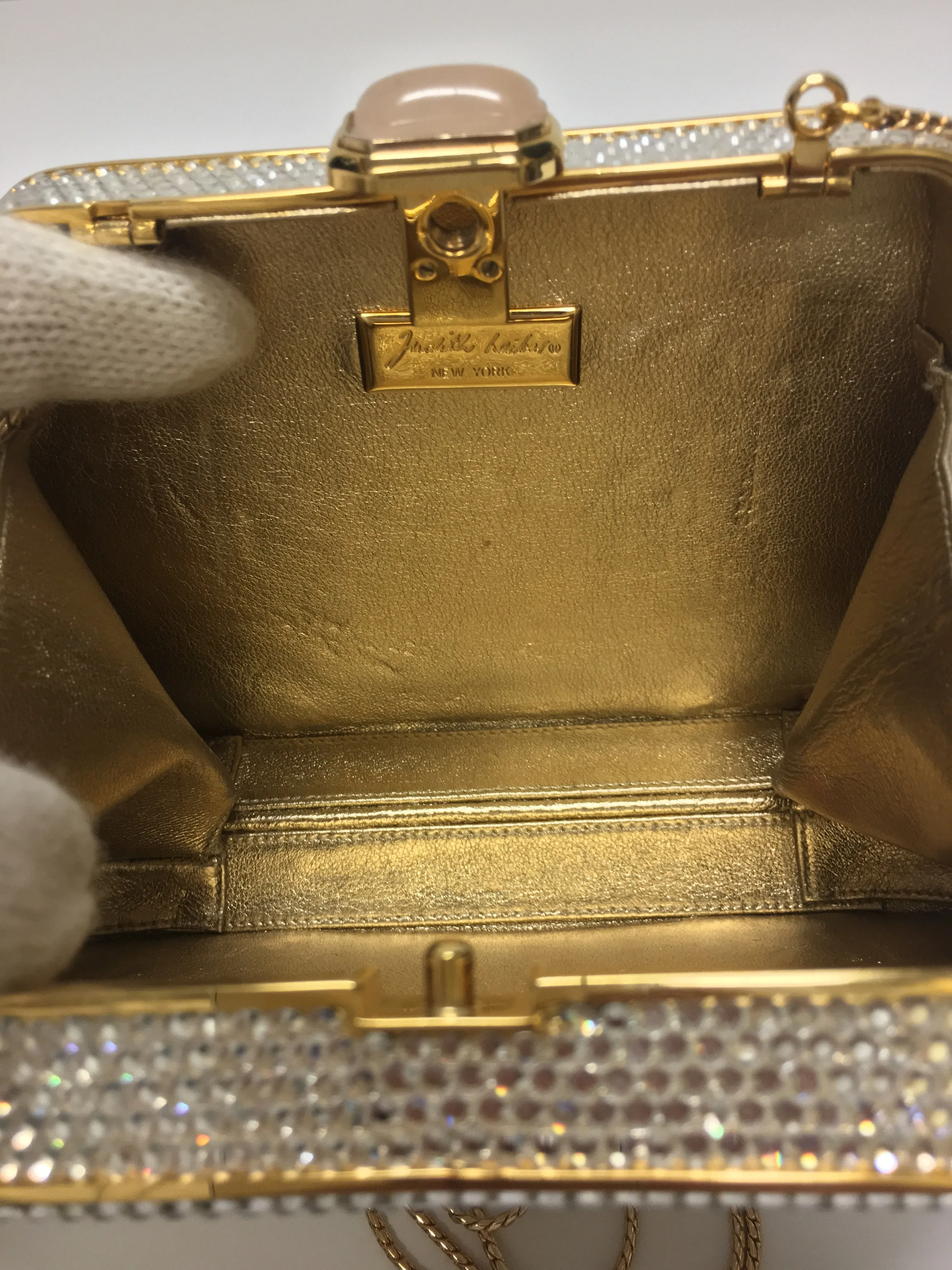 JUDITH LEIBER SWAROVSKI CRYSTAL MINAUDIERE CLUTCH
