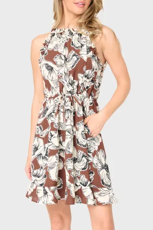 Khloe Dogwood Flower Print Ruffle Halter Dress (ALSO IN CURVY)