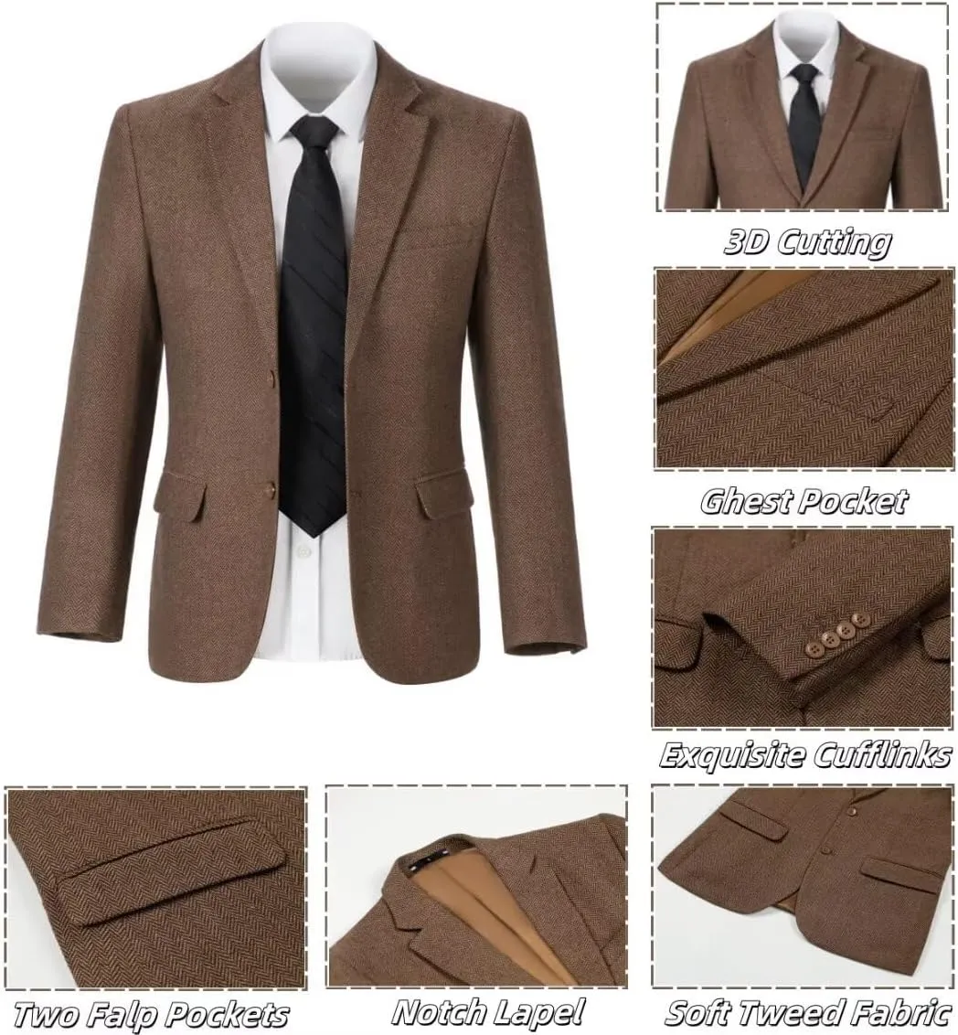 Kids Blazers for Boys Suit Blazer Tweed Herringbone Retro Tuxedo Boys' Fashion Homecoming