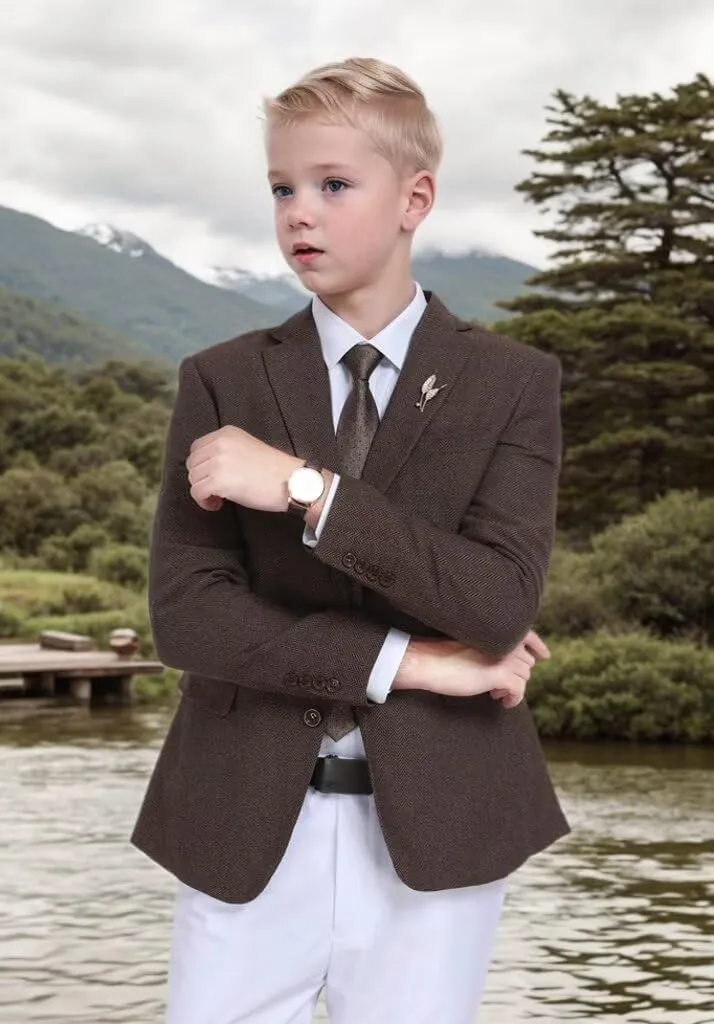 Kids Blazers for Boys Suit Blazer Tweed Herringbone Retro Tuxedo Boys' Fashion Homecoming