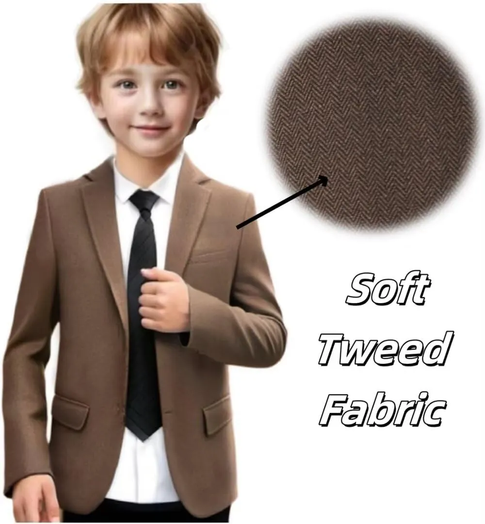 Kids Blazers for Boys Suit Blazer Tweed Herringbone Retro Tuxedo Boys' Fashion Homecoming
