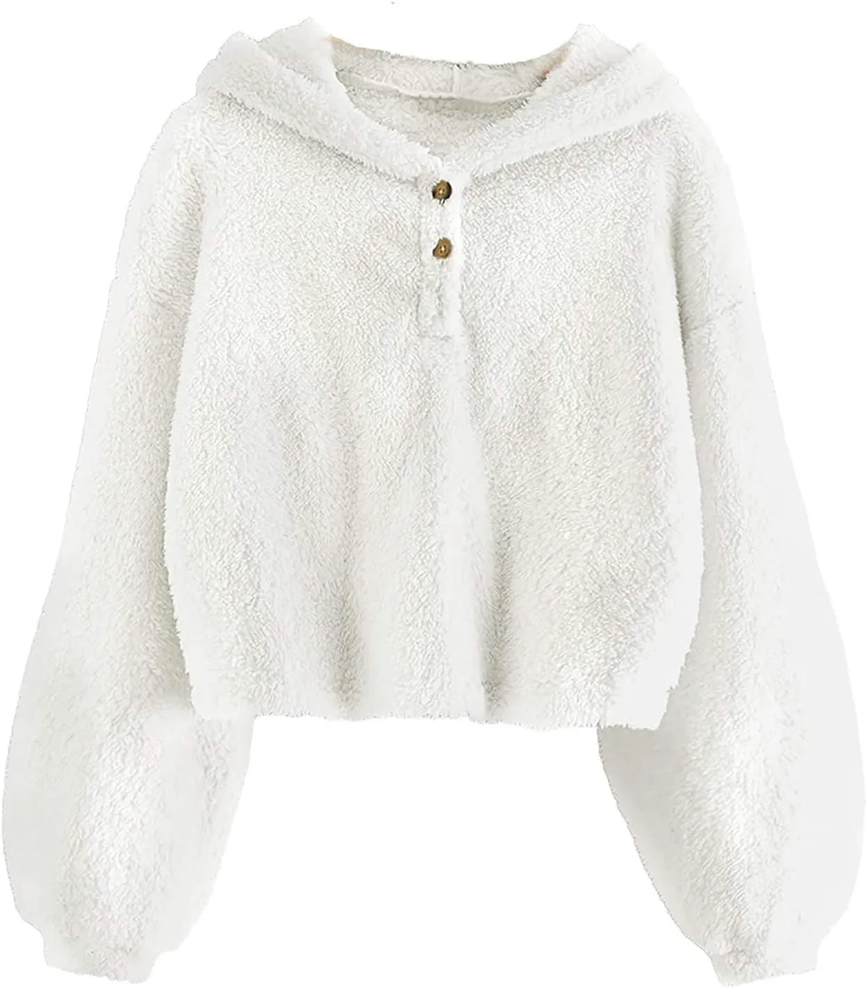 Kids Girl's Fuzzy Hoodies Warm Loose Fleece Button Down Pullover Sweatshirts Winter Tops