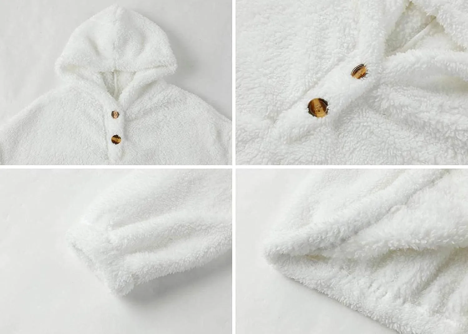 Kids Girl's Fuzzy Hoodies Warm Loose Fleece Button Down Pullover Sweatshirts Winter Tops