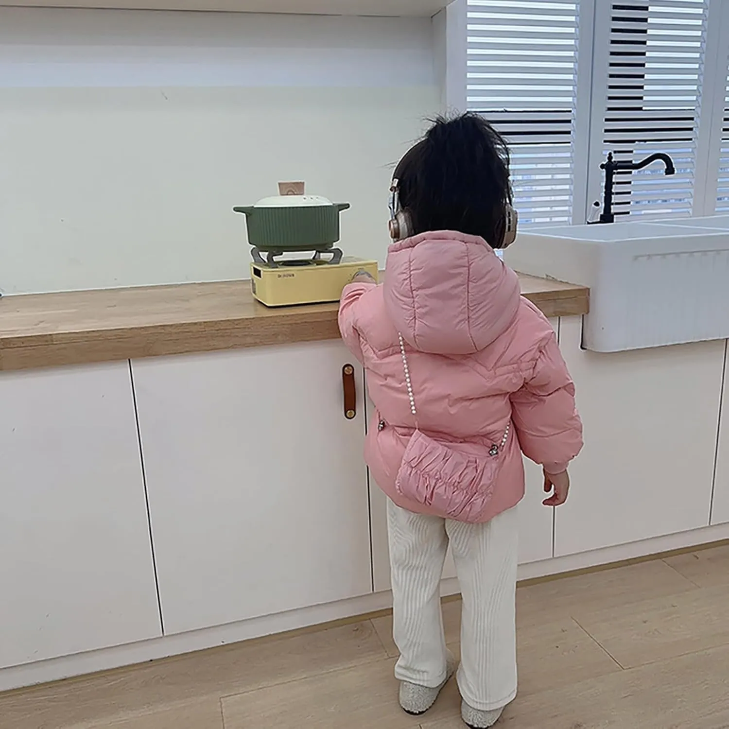 Kids Toddler Baby Girls Boys Winter Warm Thick Solid Cotton Long Sleeve Padded Jacket Coat Clothes Girls