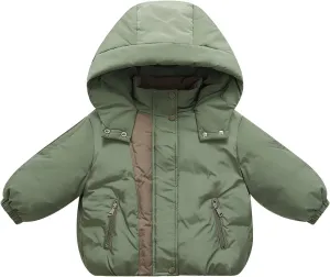 Kids Toddler Baby Girls Boys Winter Warm Thick Solid Cotton Long Sleeve Padded Jacket Coat Clothes Winter Coat Kids