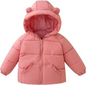 Kids Toddler Baby Girls Winter Warm Thick Solid Cotton Long Sleeve Padded Jacket Coat Winter Trench Coat