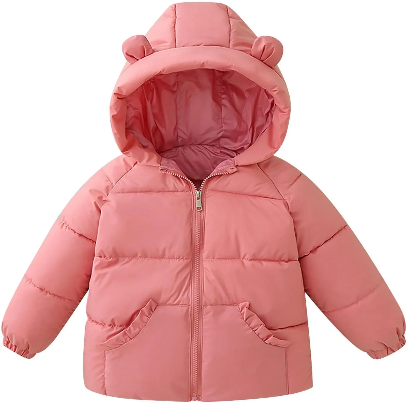 Kids Toddler Baby Girls Winter Warm Thick Solid Cotton Long Sleeve Padded Jacket Coat Winter Trench Coat