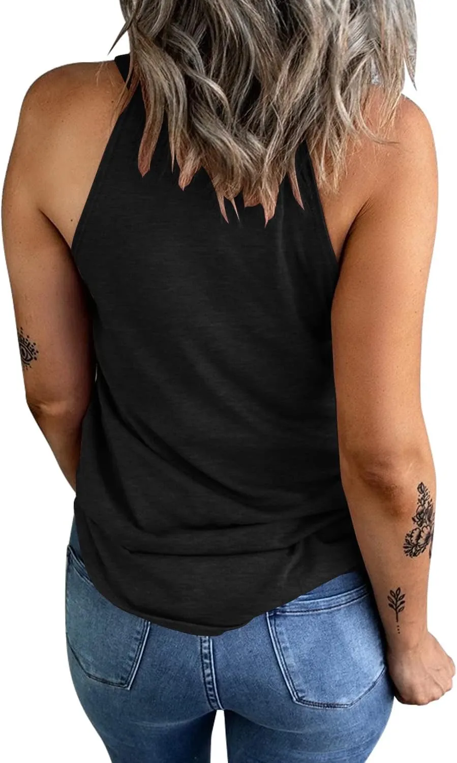 KINLONSAIR Women's Summer Sleeveless Halter Tee Shirts Crew Neck Workout Tank Tops Casual Plain Cami Shirts