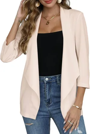 KOJOOIN Womens Casual Blazers Long Sleeve Open Front Business Casual Cardigan Jacket