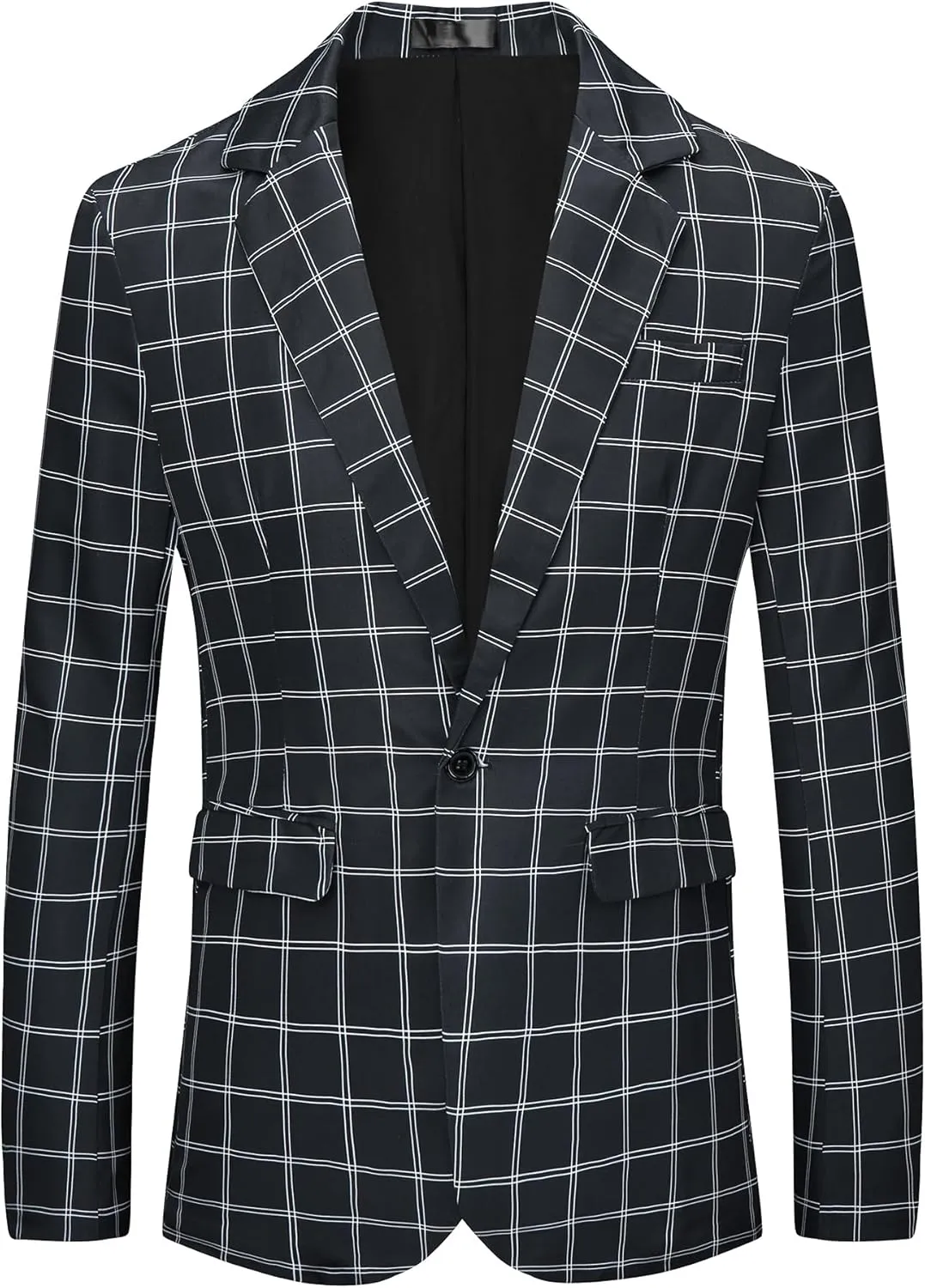 Lars Amadeus Plaid Blazers for Men's Notch Lapel Checked Pattern Wedding Dinner Sports Coat