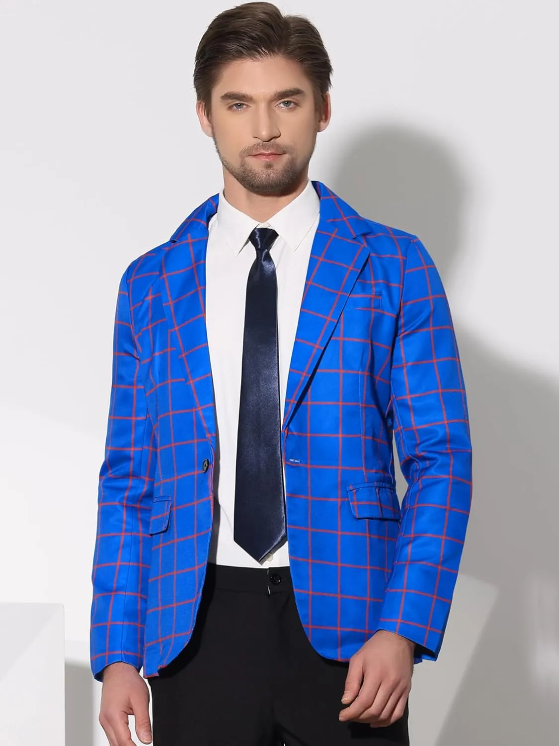 Lars Amadeus Plaid Blazers for Men's Notch Lapel Checked Pattern Wedding Dinner Sports Coat