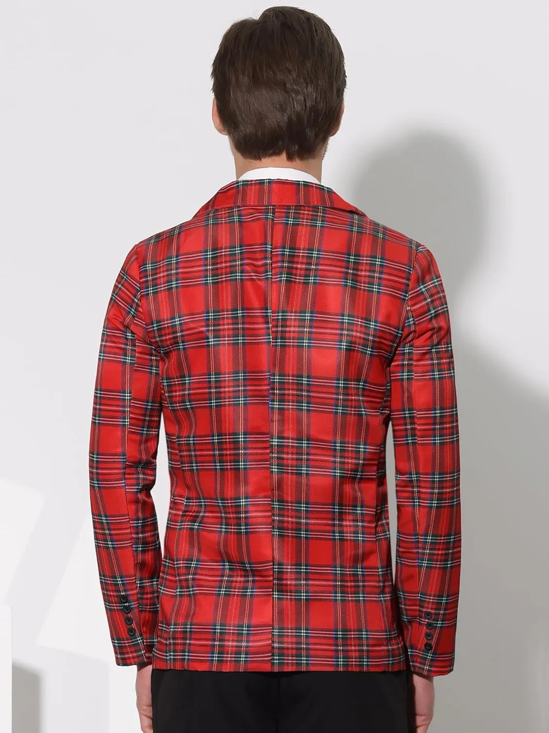 Lars Amadeus Plaid Blazers for Men's Notch Lapel Checked Pattern Wedding Dinner Sports Coat