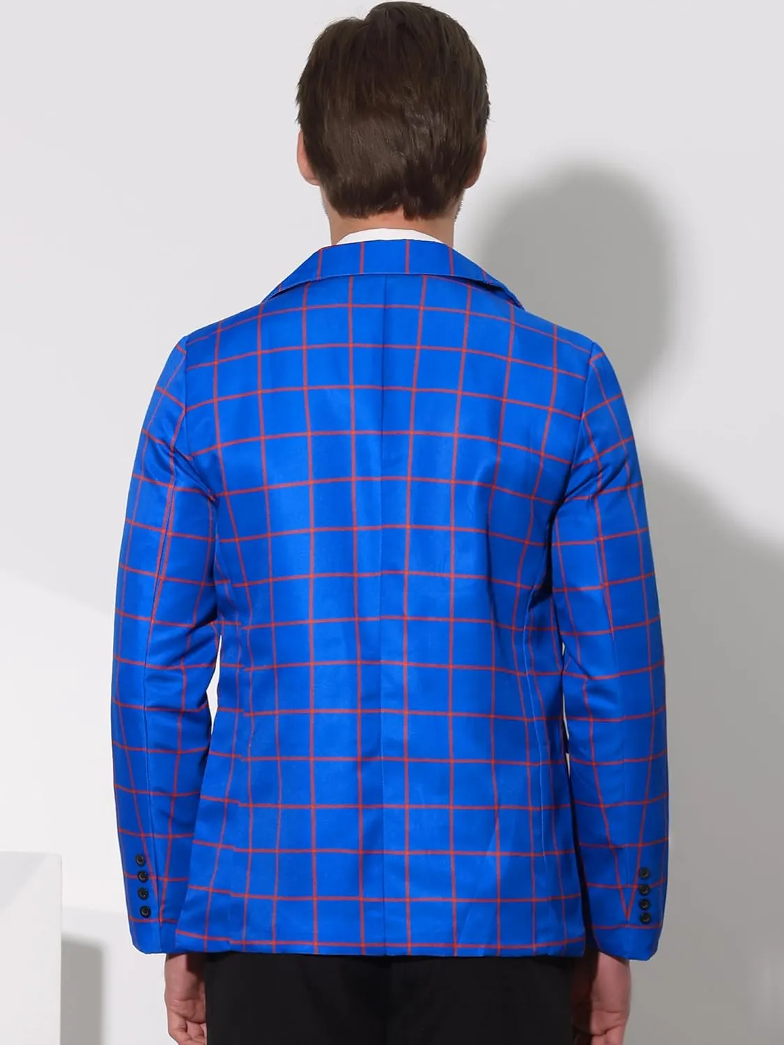 Lars Amadeus Plaid Blazers for Men's Notch Lapel Checked Pattern Wedding Dinner Sports Coat