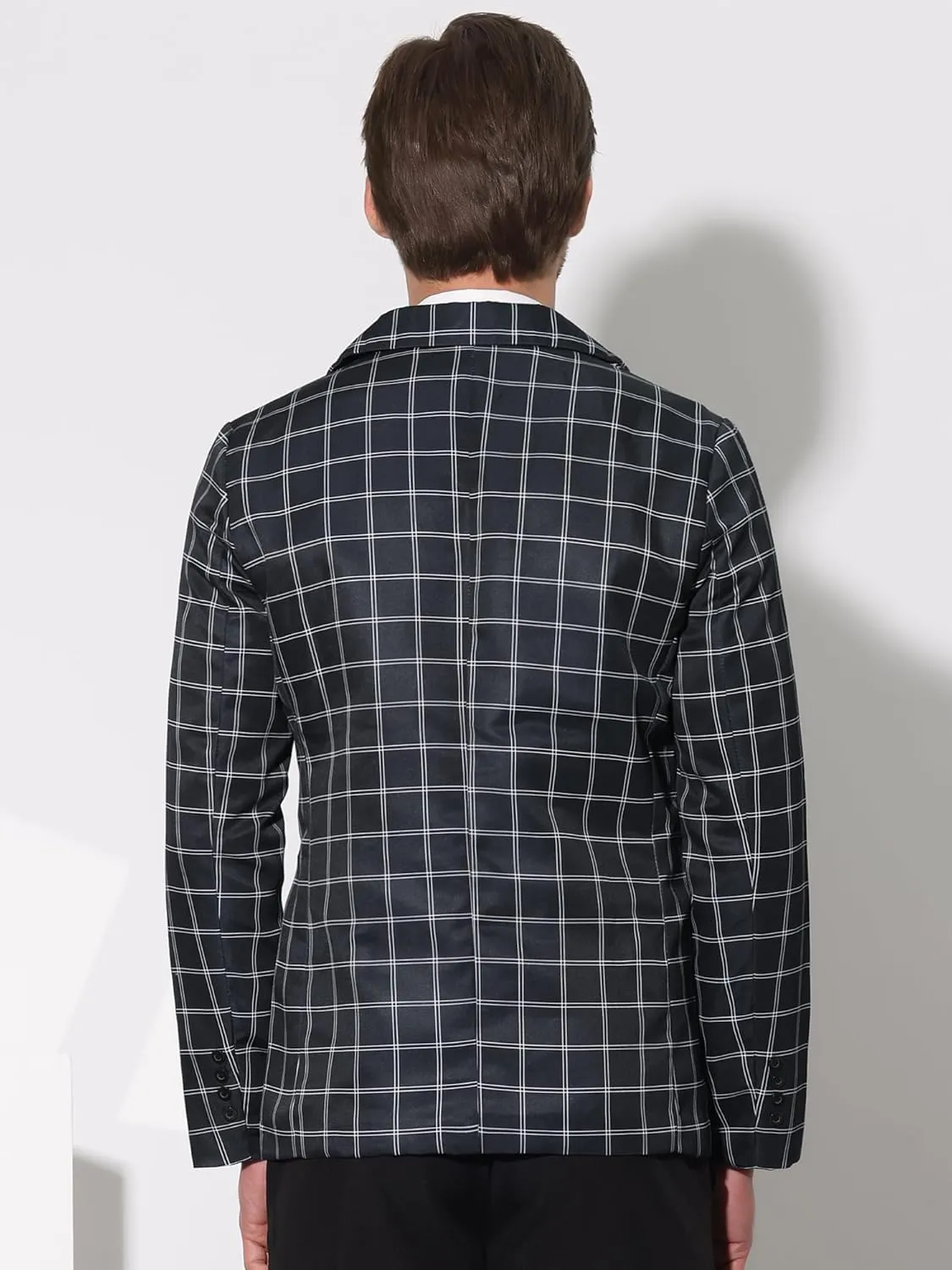 Lars Amadeus Plaid Blazers for Men's Notch Lapel Checked Pattern Wedding Dinner Sports Coat