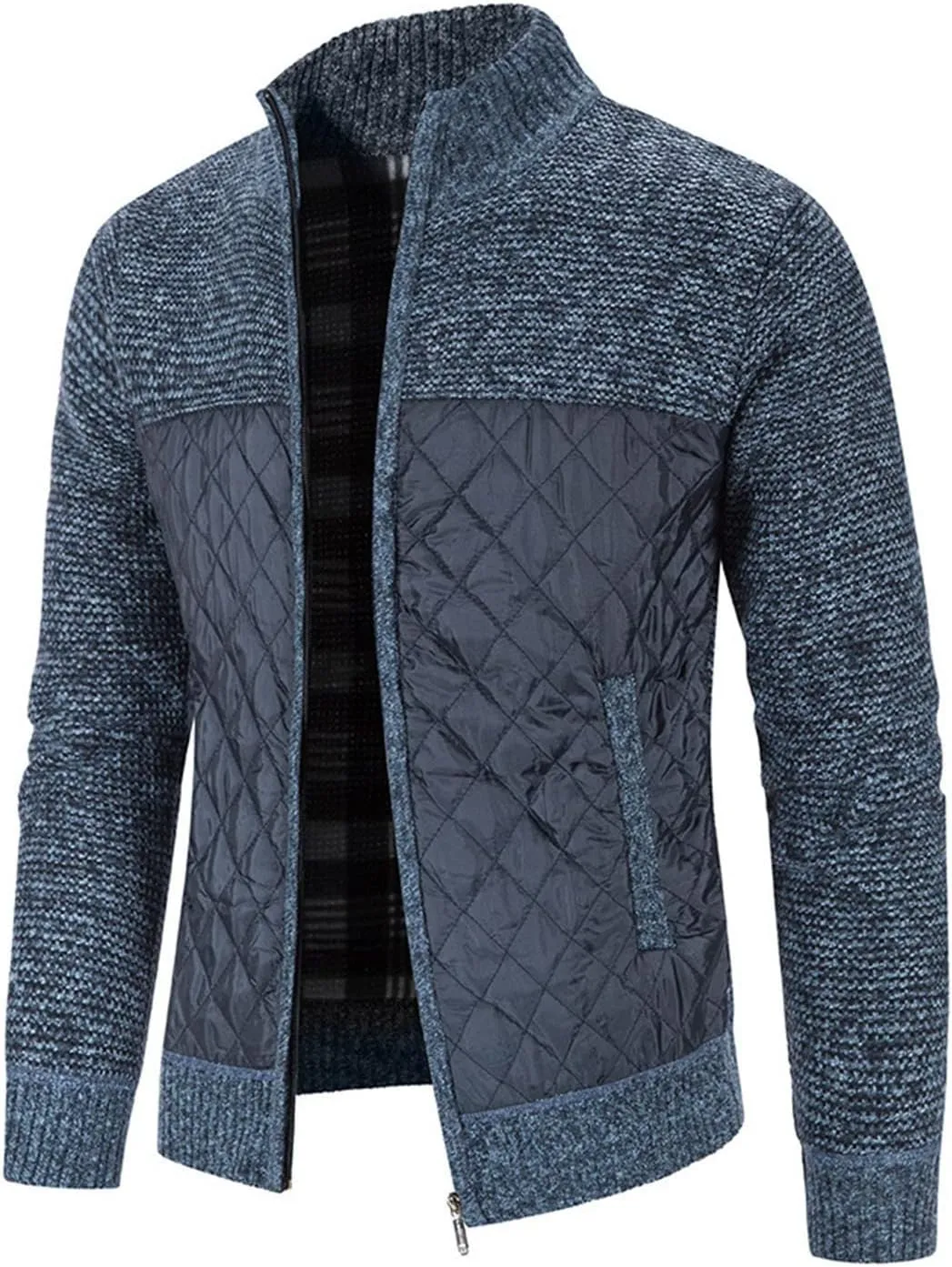 LCMTWX Winter Jackets for Men Plaid Print Hooded Zipper Pocket Long Sleeve Shirt Patchwork Jacket Loose Winter Coats for
