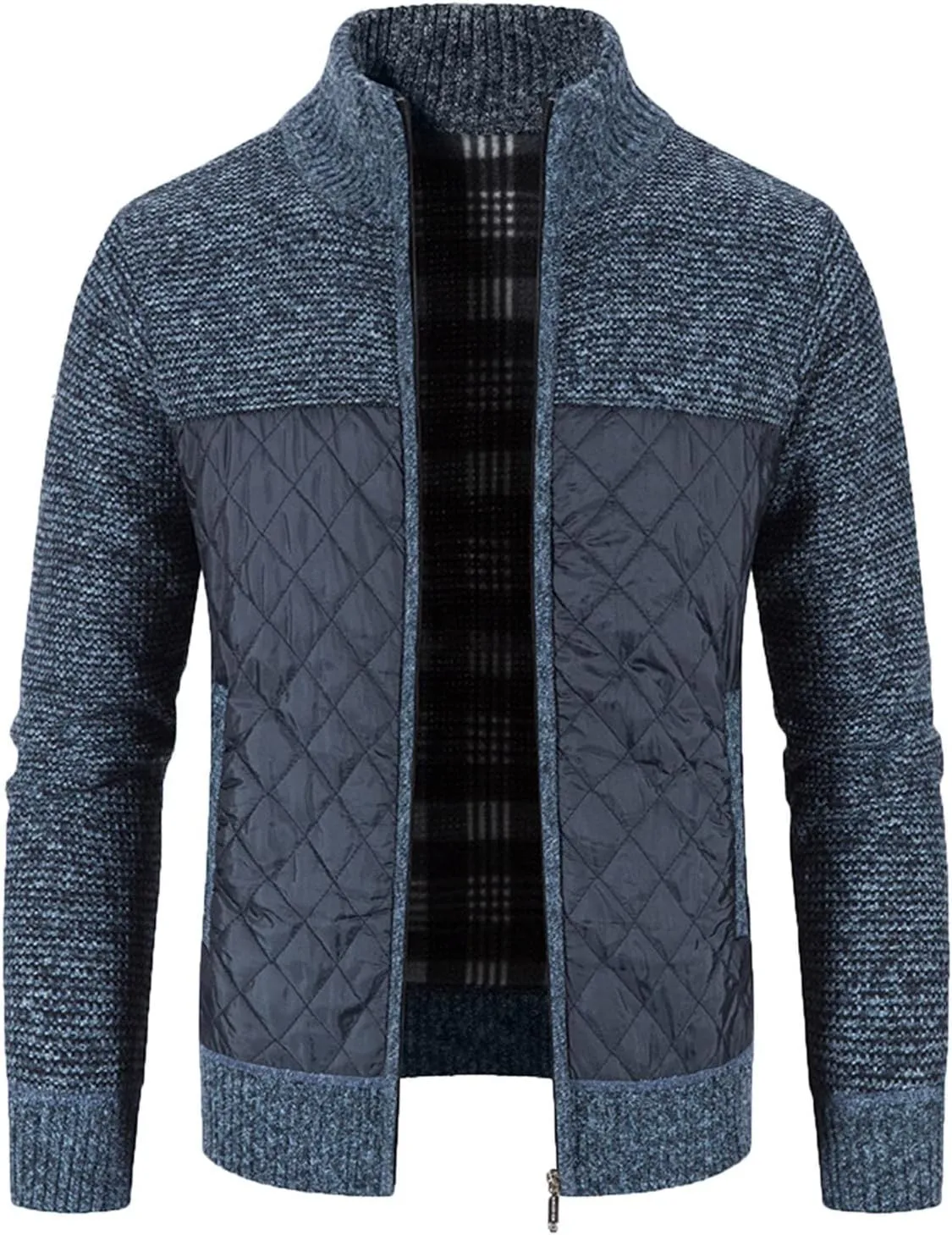LCMTWX Winter Jackets for Men Plaid Print Hooded Zipper Pocket Long Sleeve Shirt Patchwork Jacket Loose Winter Coats for