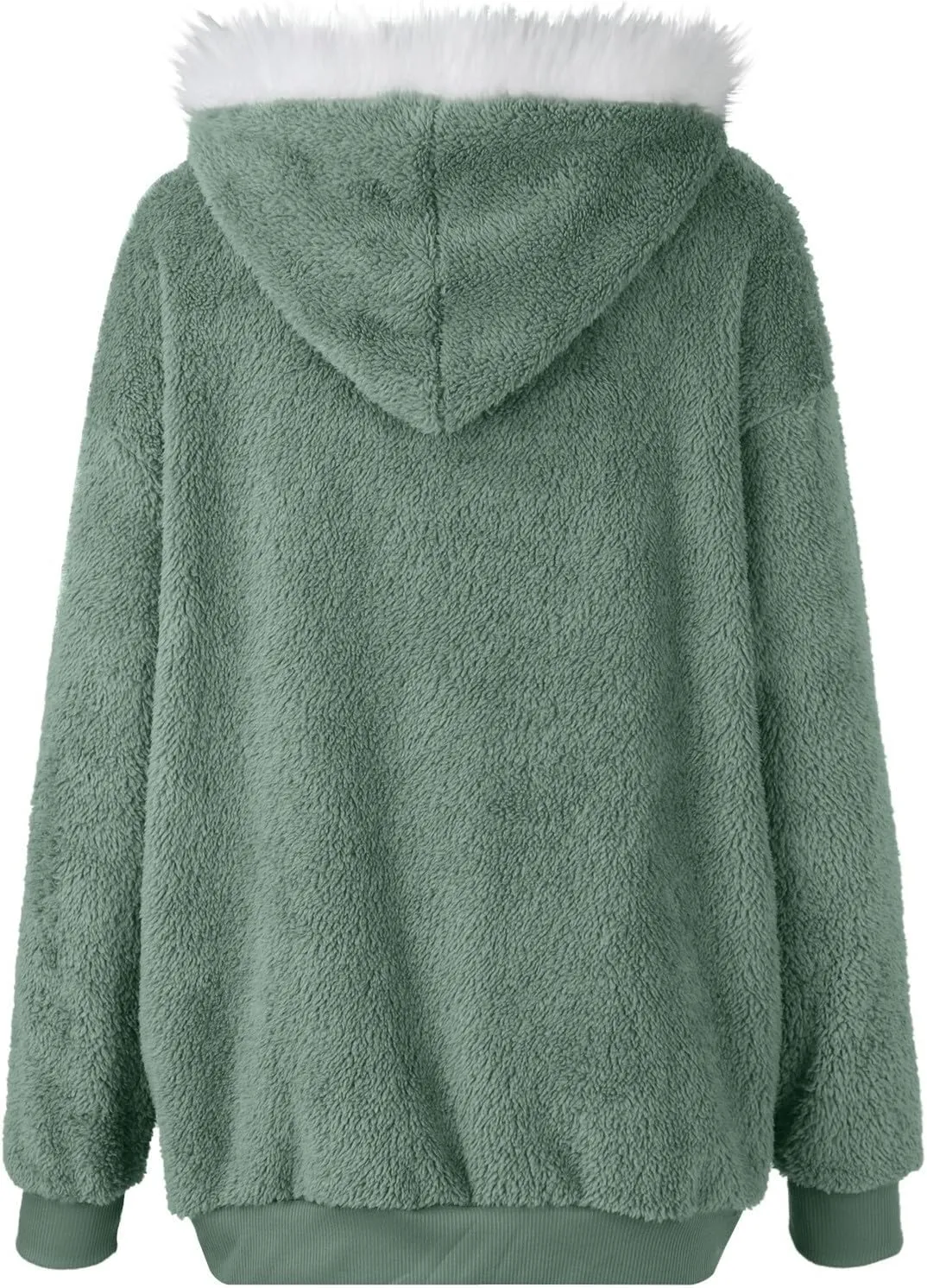 lcyhony Winter Coats for Women Sherpa Fleece Warm Comfy Zip Up Jackets Plus Size Faux Fur Hooded Outerwear with Pockets