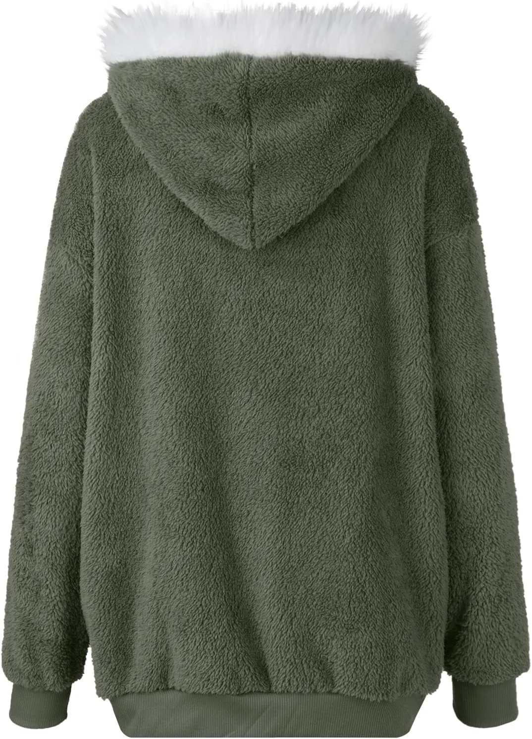 lcyhony Winter Coats for Women Sherpa Fleece Warm Comfy Zip Up Jackets Plus Size Faux Fur Hooded Outerwear with Pockets