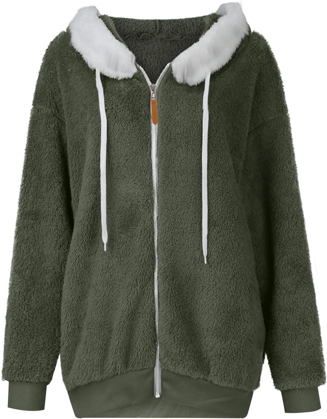 lcyhony Winter Coats for Women Sherpa Fleece Warm Comfy Zip Up Jackets Plus Size Faux Fur Hooded Outerwear with Pockets