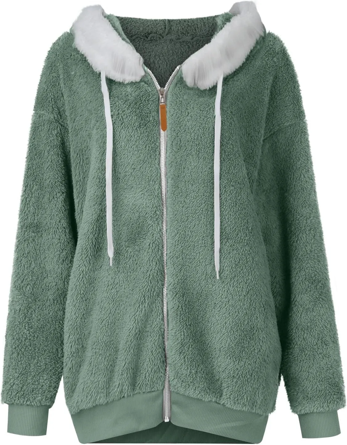 lcyhony Winter Coats for Women Sherpa Fleece Warm Comfy Zip Up Jackets Plus Size Faux Fur Hooded Outerwear with Pockets