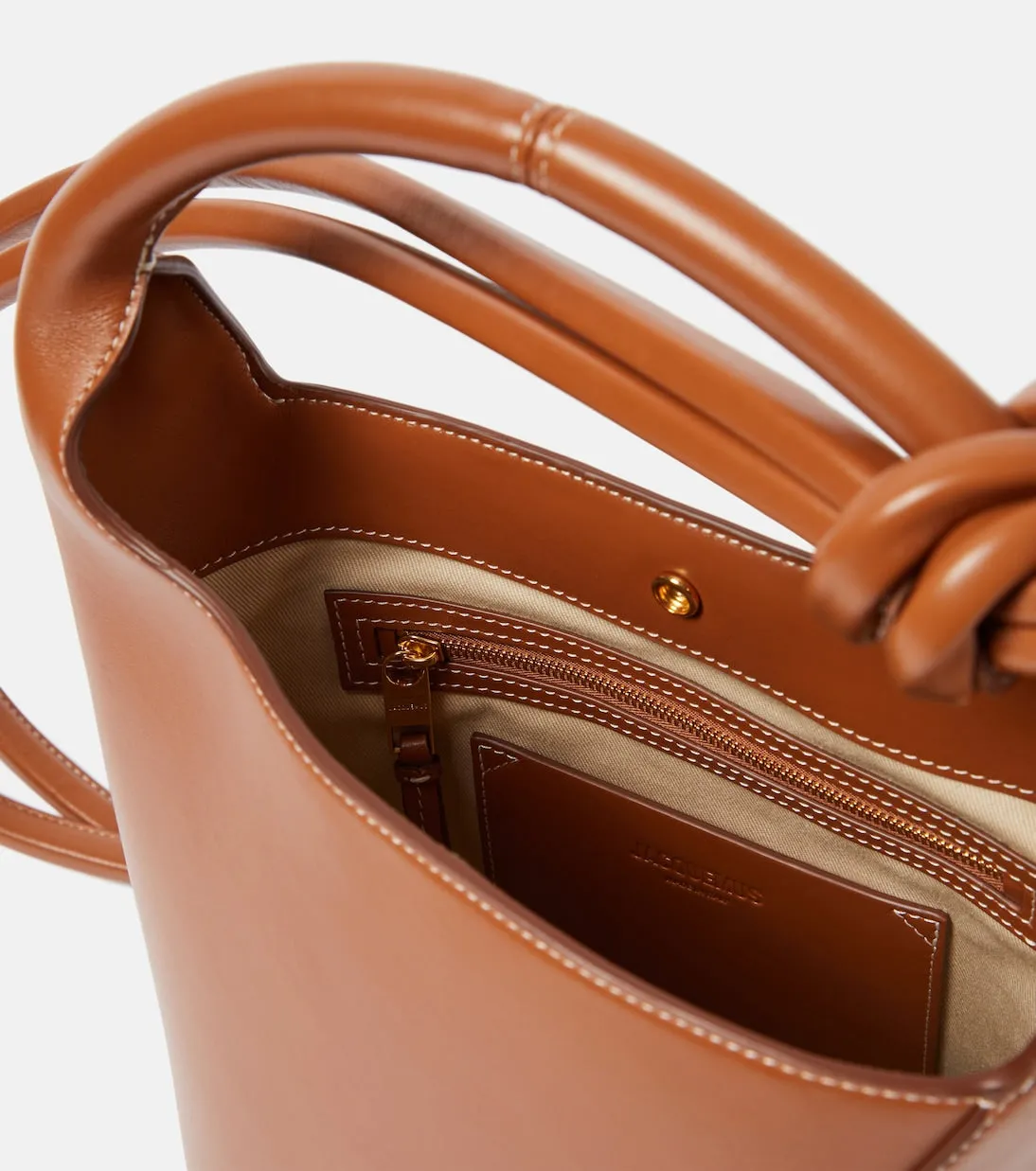 Le petit tourni Jacquemus leather bucket bag, brown