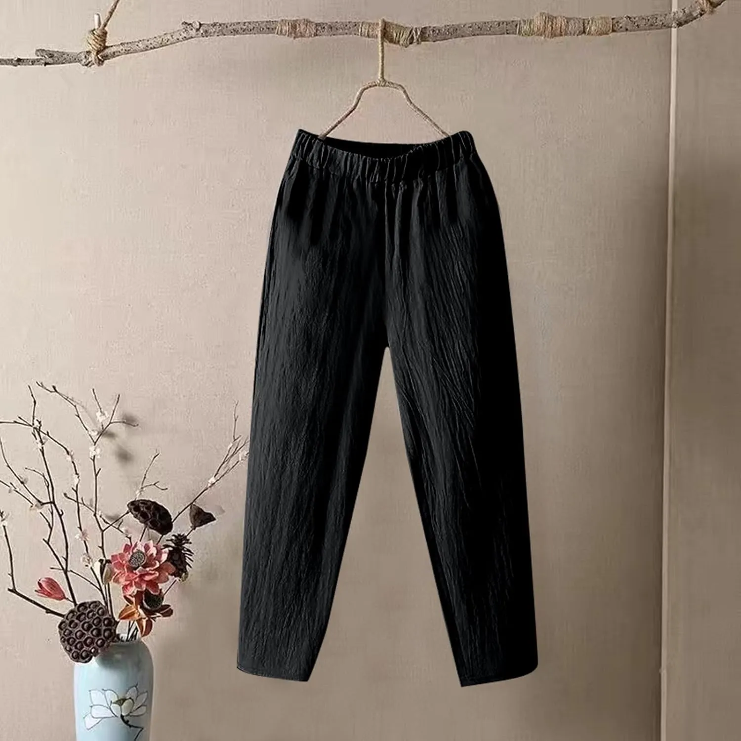 Linen Pants for Women, Clothes Casual Pants Linen Straight Leg Peasant Women