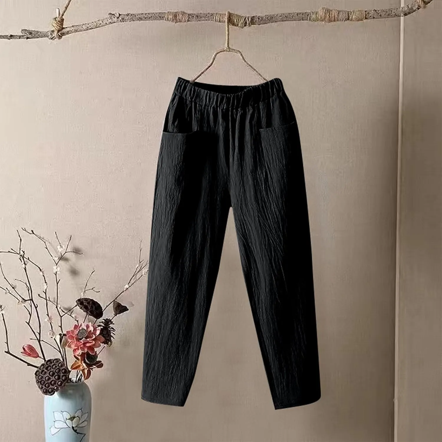 Linen Pants for Women, Clothes Casual Pants Linen Straight Leg Peasant Women