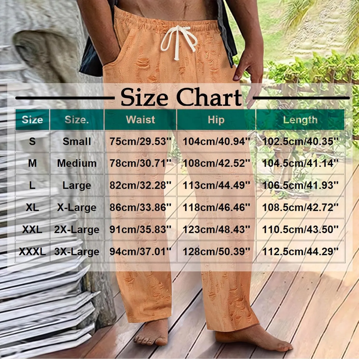 Linen Pants Men Casual Elastic Waist Drawstring Summer Trendy Jogger Pants Linen Yoga Beach Trousers with Pockets
