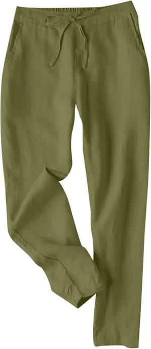Linen Pants Women Summer Dressy Straight Wide Leg High Waisted Pants Casual Loose Plus Size Baggy Pants Trousers