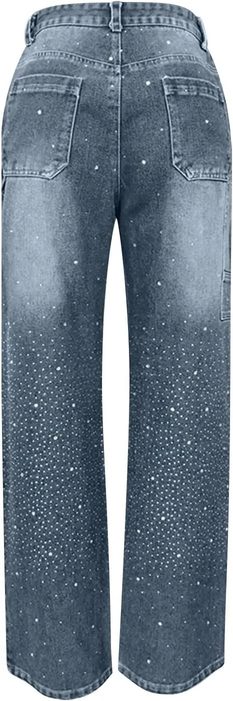 Litetao Baggy Jeans for Women High Waisted Casual Loose Wide Leg Harem Jean Washed Distressed Straight Leg Denim Pants