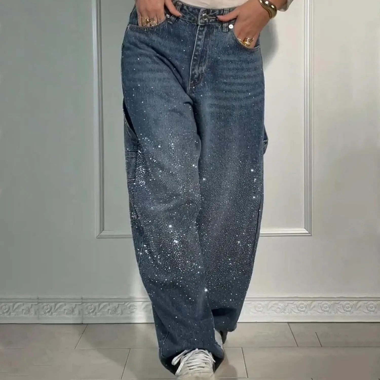 Litetao Baggy Jeans for Women High Waisted Casual Loose Wide Leg Harem Jean Washed Distressed Straight Leg Denim Pants