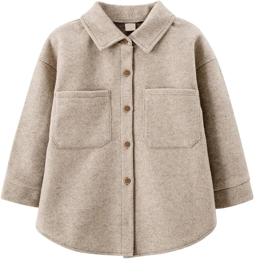 Little Girls Coat Baby Fleece Jacket Button Warm Coats Kids Khaki Girls Trench Coats Outwear Wool Jackets Toddler