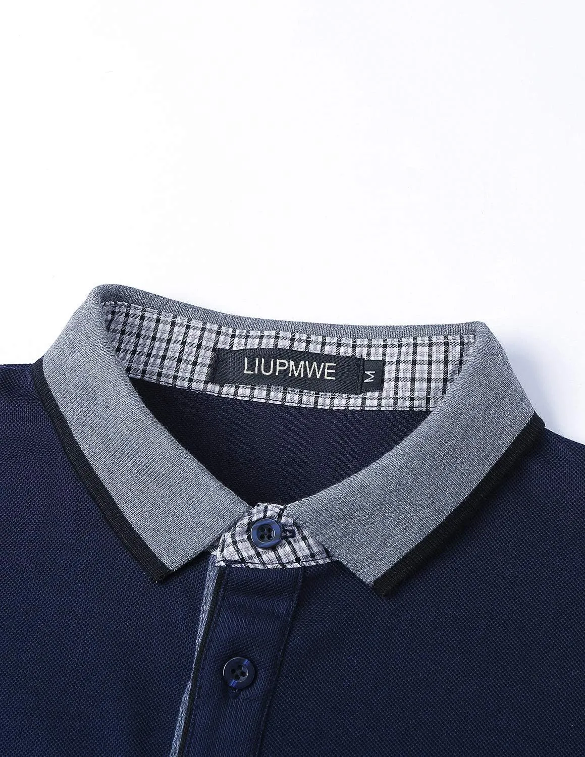 LIUPMWE Polo Shirts for Men with Pocket Elegante Plaided Short Sleeve Cotton T Shirts Golf Shirt