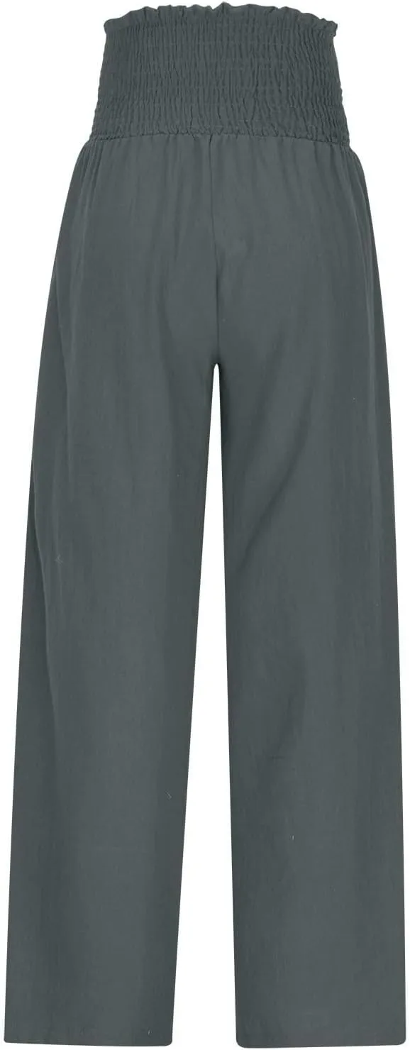 Lmdudan Womens Elastic High Waisted Palazzo Pants Casual Wide Leg Long Lounge Pant 2025 Summer Trousers with Pockets