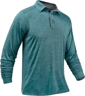 Long Sleeve Polo Shirts for Men Casual Dress Polo Tee Shirts Lightweight Quick Dry Collared Golf Shirt
