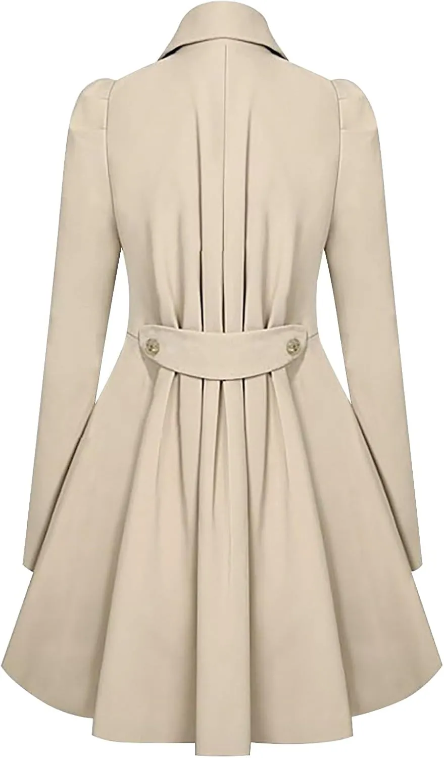 Long Trench Coat for Women Pleated Trench Coat Dress Jachets for Women Skirt Jacket Outerwear Windbreaker Women's
