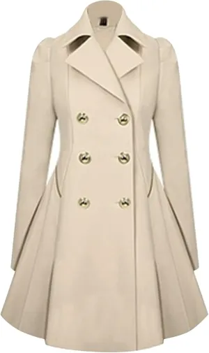 Long Trench Coat for Women Pleated Trench Coat Dress Jachets for Women Skirt Jacket Outerwear Windbreaker Women's