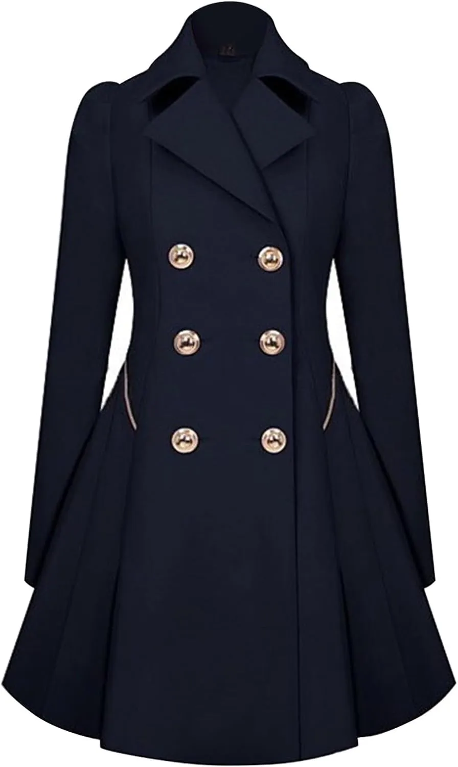 Long Trench Coat for Women Pleated Trench Coat Dress Jachets for Women Skirt Jacket Outerwear Windbreaker Women's