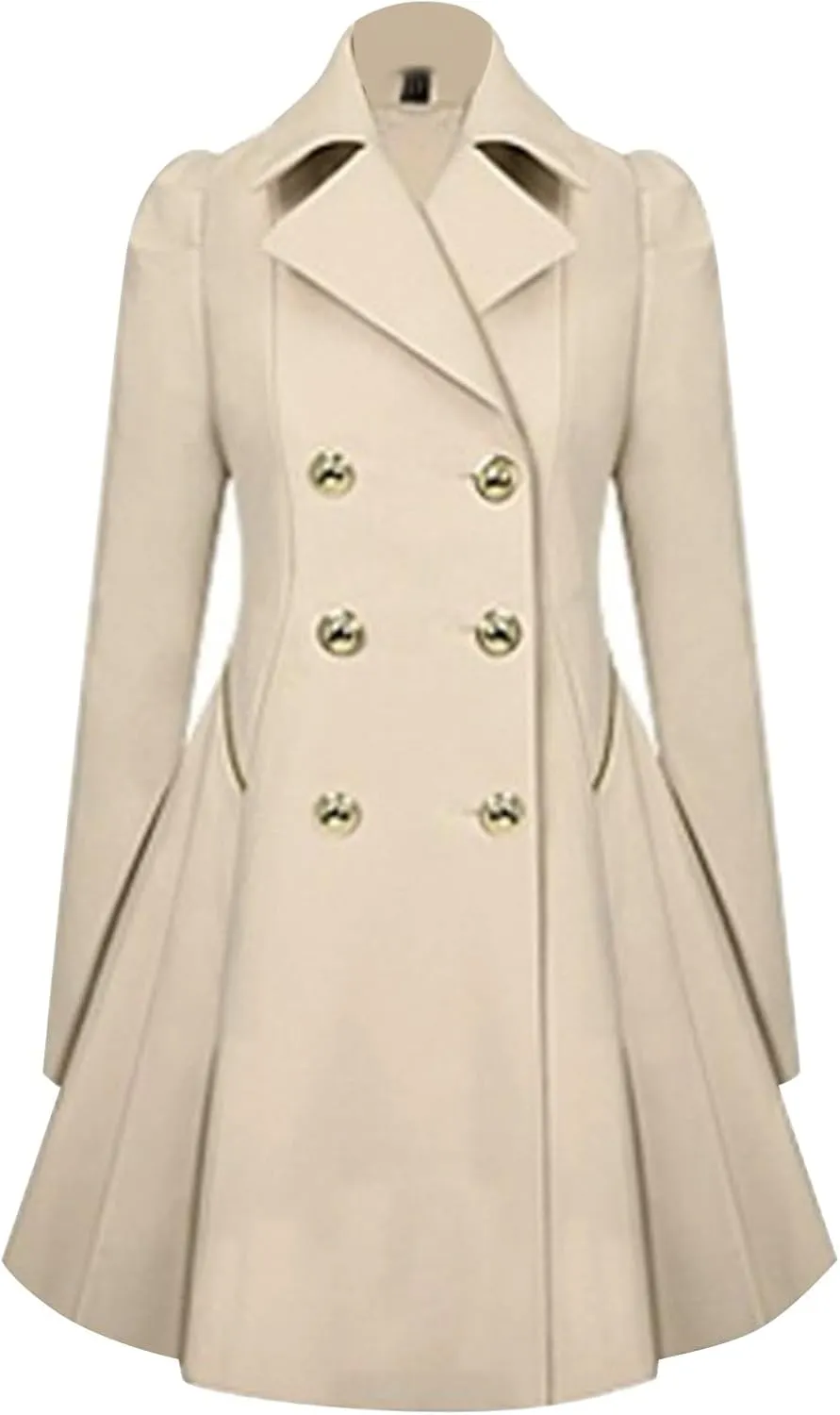 Long Trench Coat for Women Pleated Trench Coat Dress Jachets for Women Skirt Jacket Outerwear Windbreaker Women's