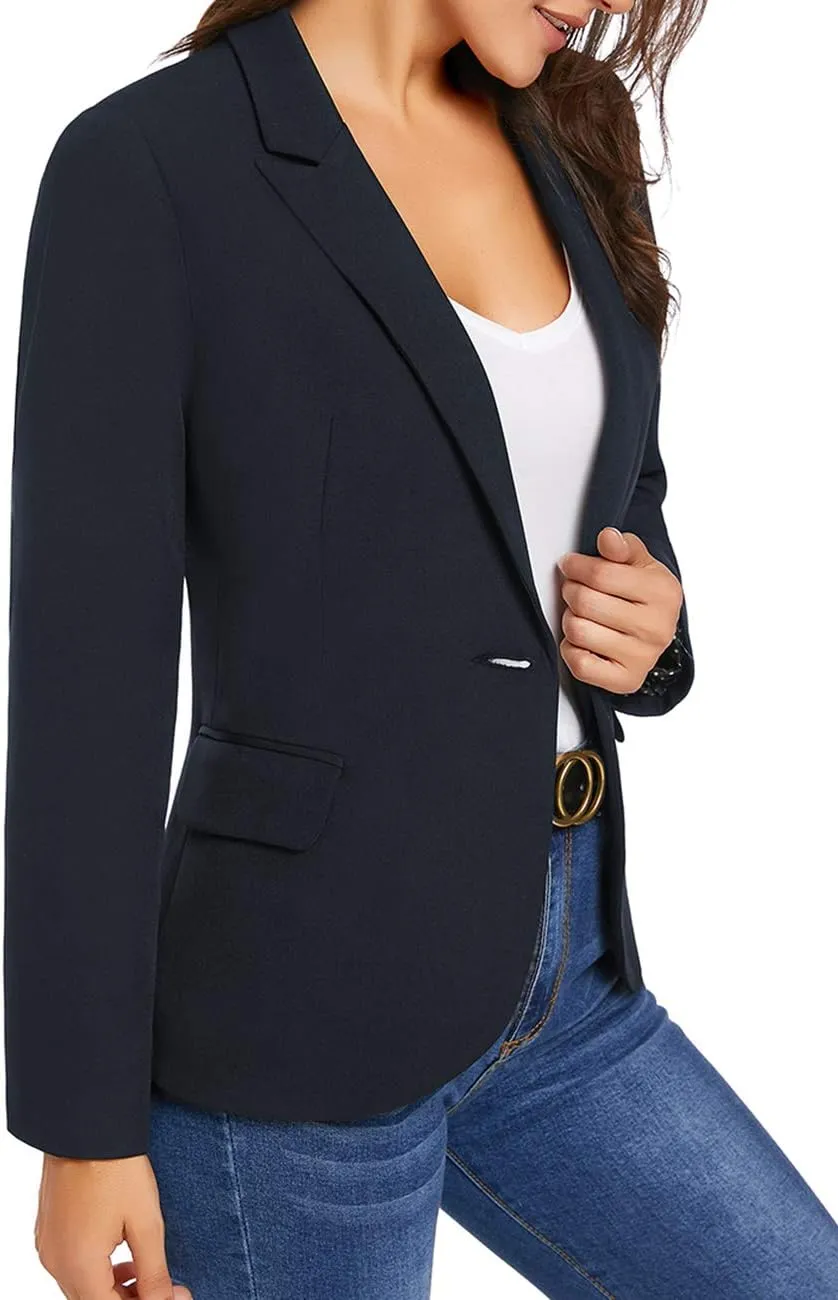 luvamia Women's Long Sleeve Formal Notch Lapel Button Down Blazer Pockets Jacket