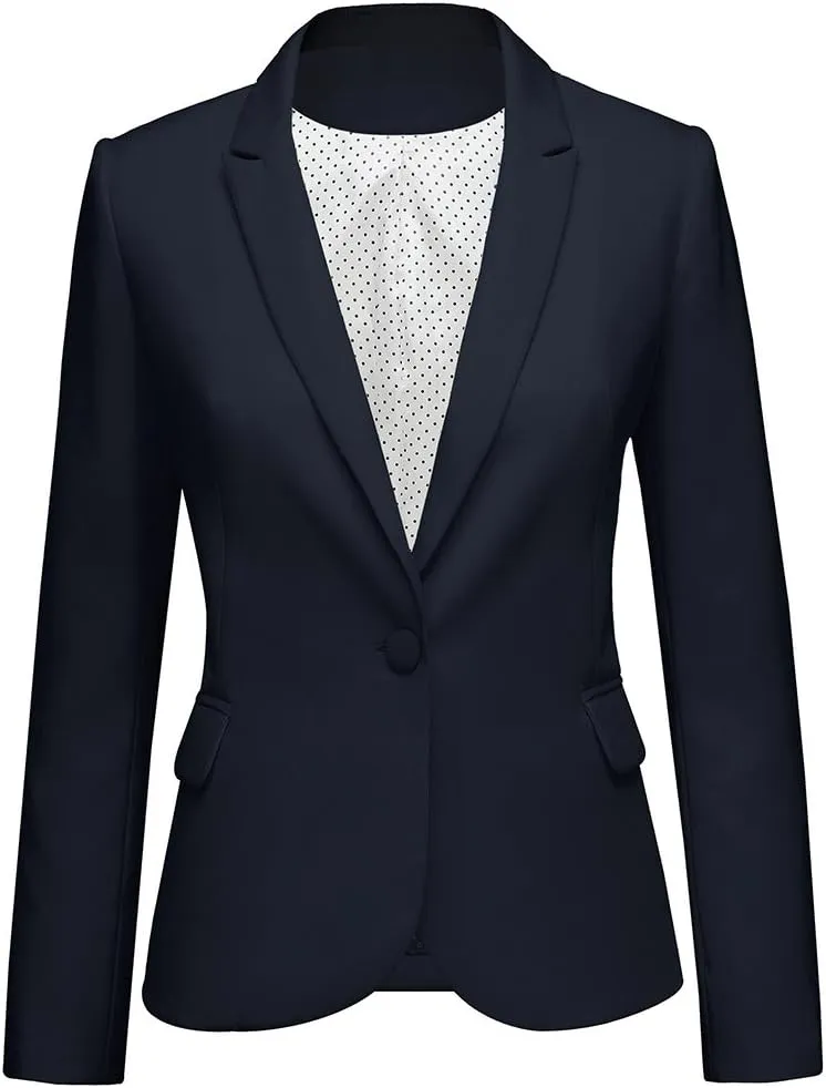 luvamia Women's Long Sleeve Formal Notch Lapel Button Down Blazer Pockets Jacket