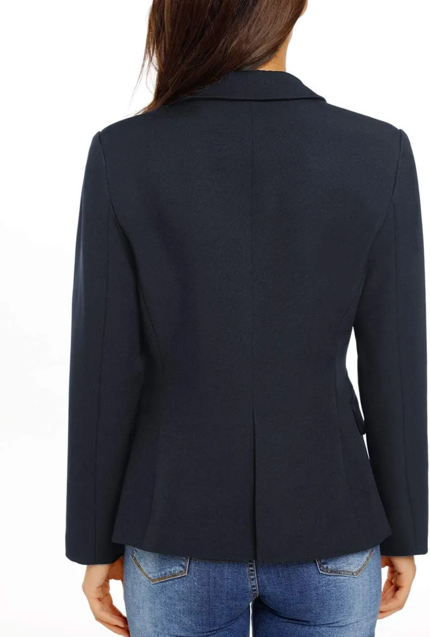 luvamia Women's Long Sleeve Formal Notch Lapel Button Down Blazer Pockets Jacket