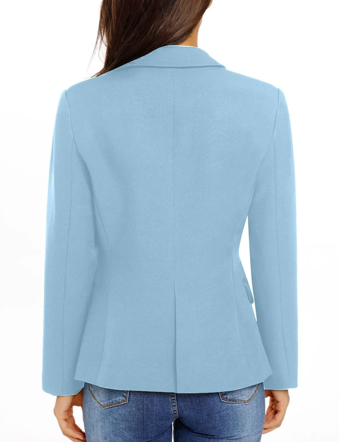 luvamia Women's Long Sleeve Formal Notch Lapel Button Down Blazer Pockets Jacket