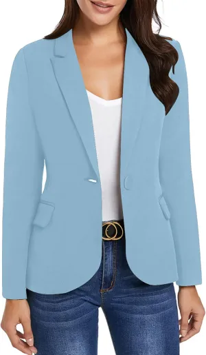 luvamia Women's Long Sleeve Formal Notch Lapel Button Down Blazer Pockets Jacket