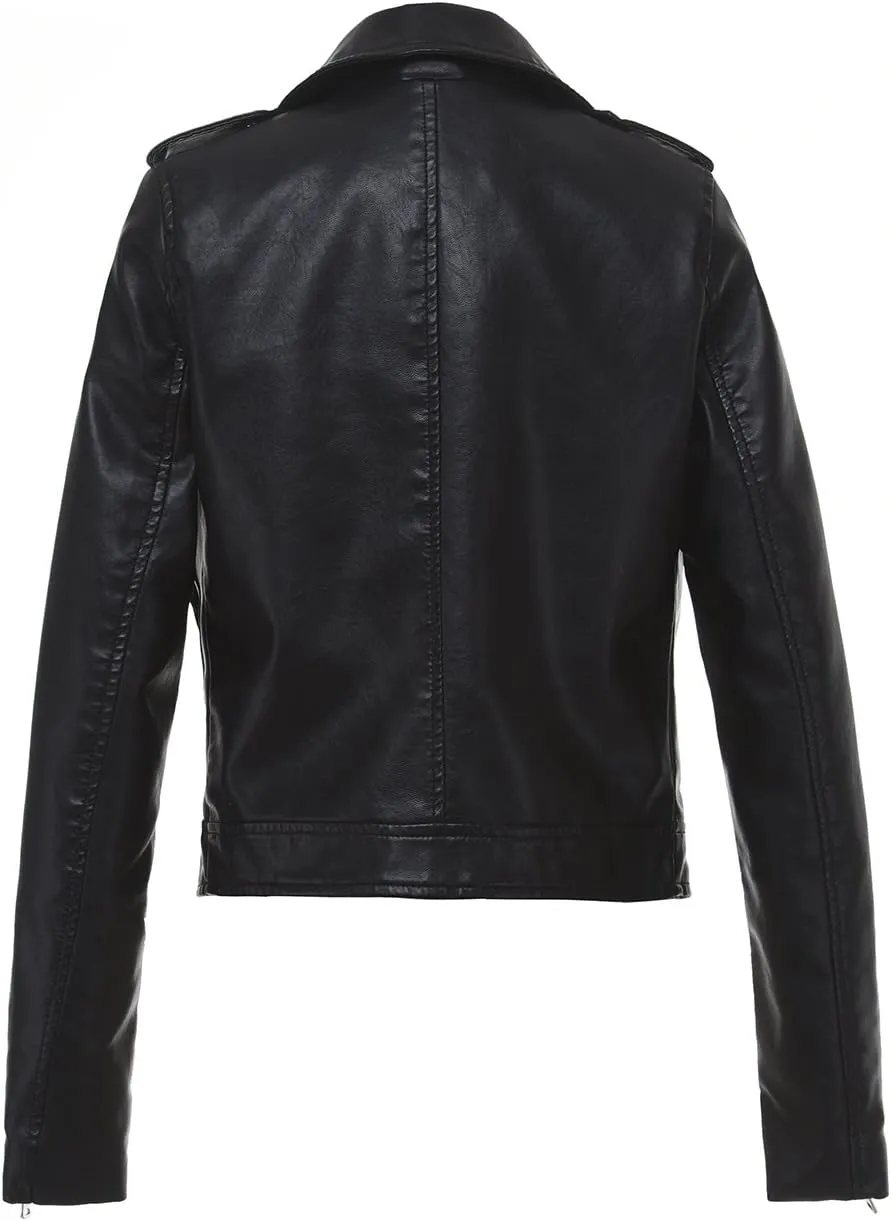 LY VAREY LIN Women's Zipper Motorcycle Biker Faux Leather Jackets