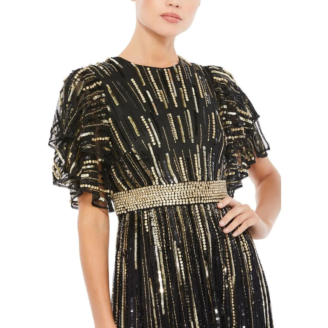 Mac Duggal - 93582 Loose Sleeve Sequin A-Line Gown