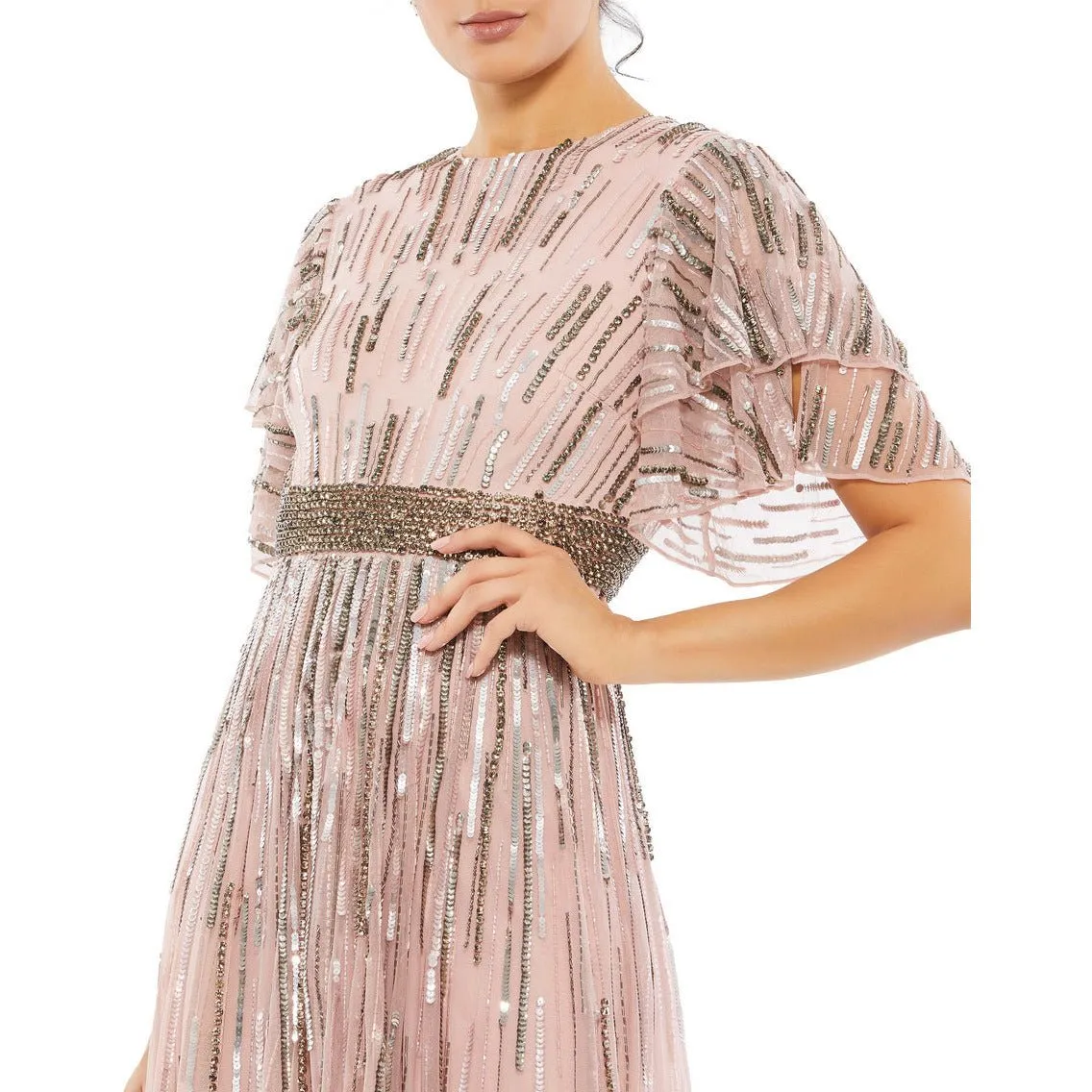 Mac Duggal - 93582 Loose Sleeve Sequin A-Line Gown