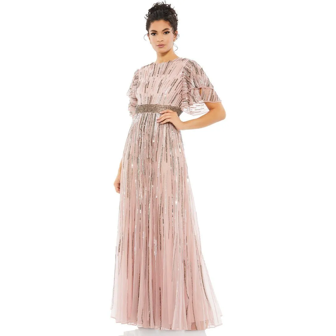 Mac Duggal - 93582 Loose Sleeve Sequin A-Line Gown