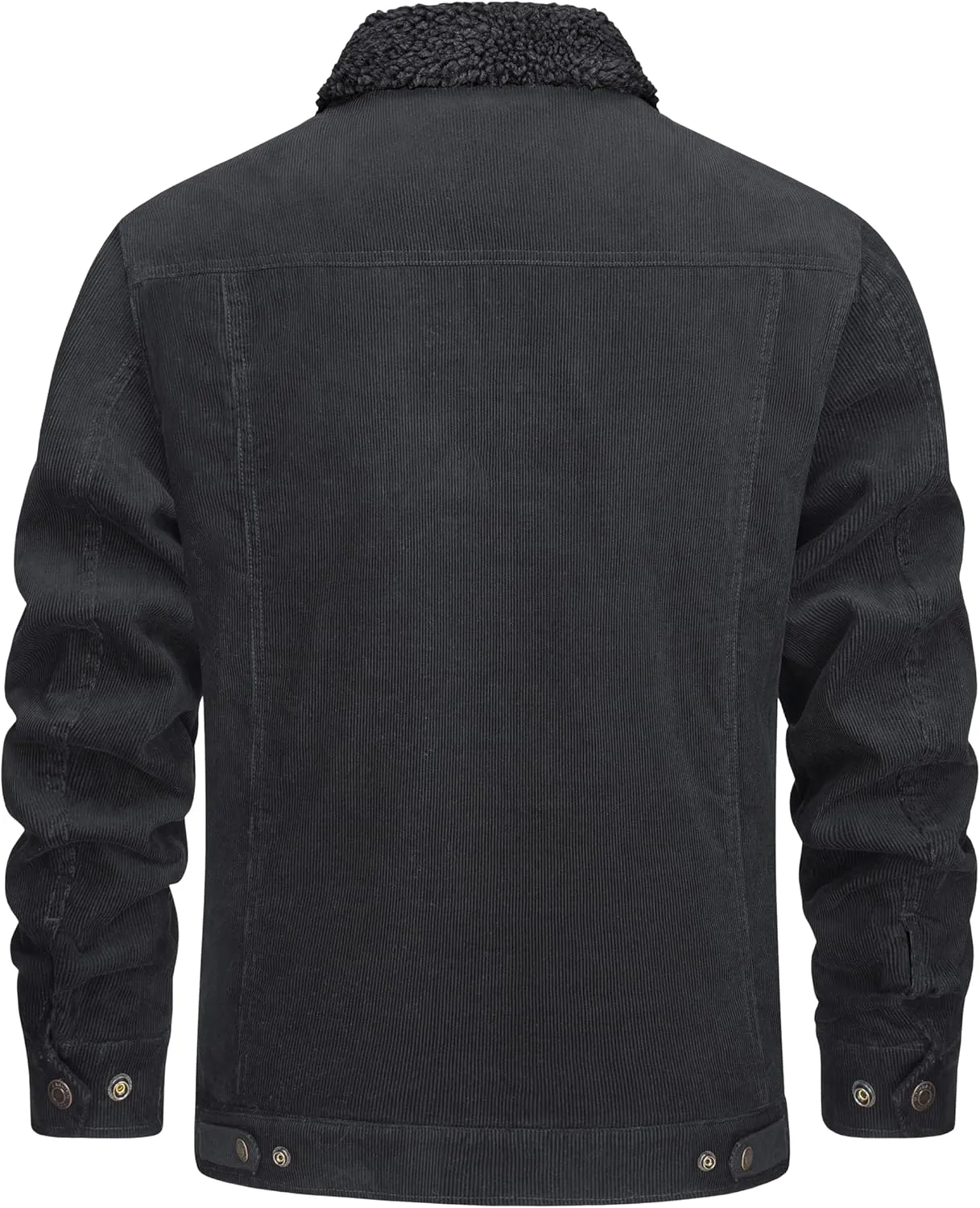 MAGNIVIT Men's Corduroy Fleece Cargo Jacket Winter Snap Button Lapel Sherpa Lined Trucker Cowboy Coat with 5 Pockets