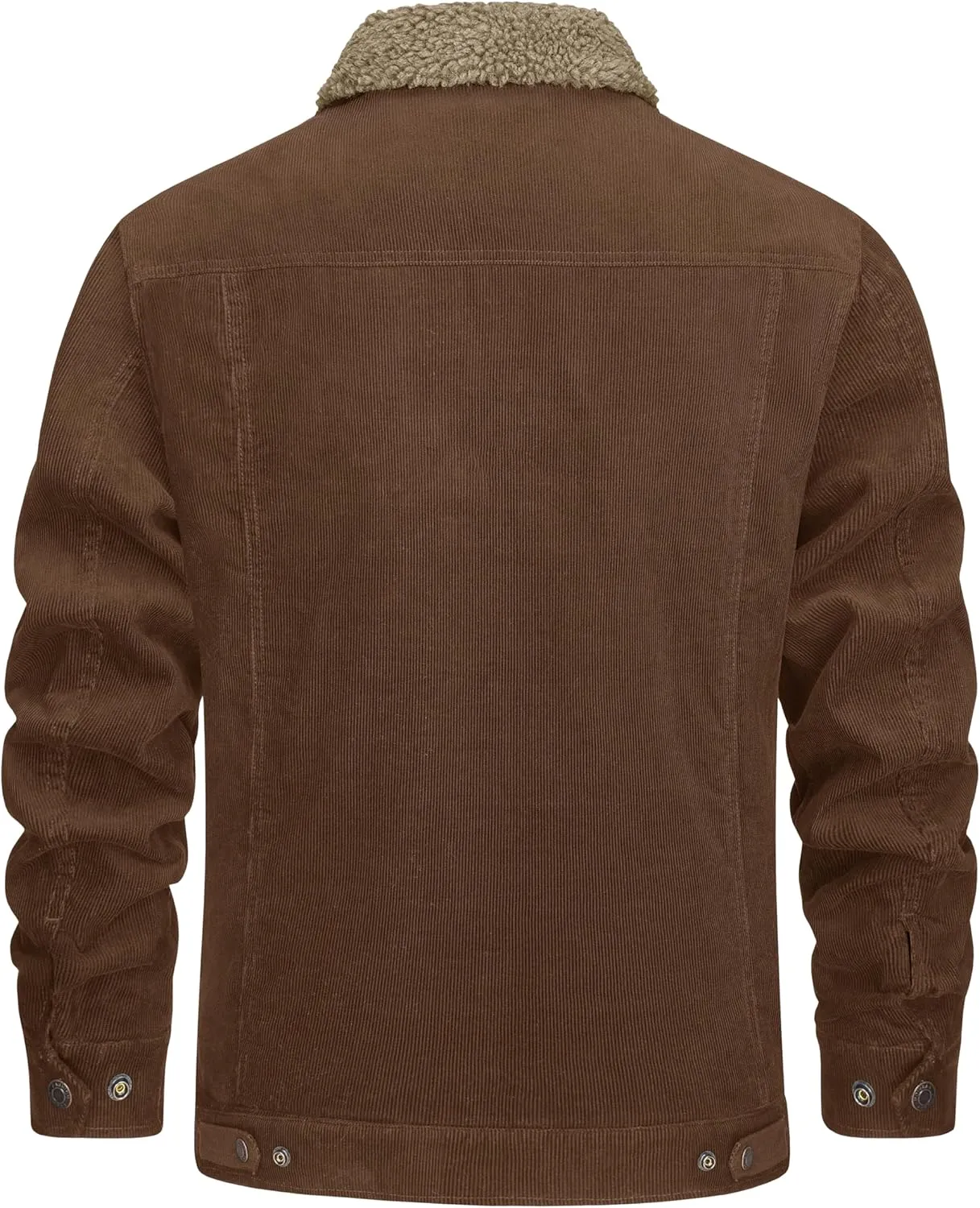 MAGNIVIT Men's Corduroy Fleece Cargo Jacket Winter Snap Button Lapel Sherpa Lined Trucker Cowboy Coat with 5 Pockets